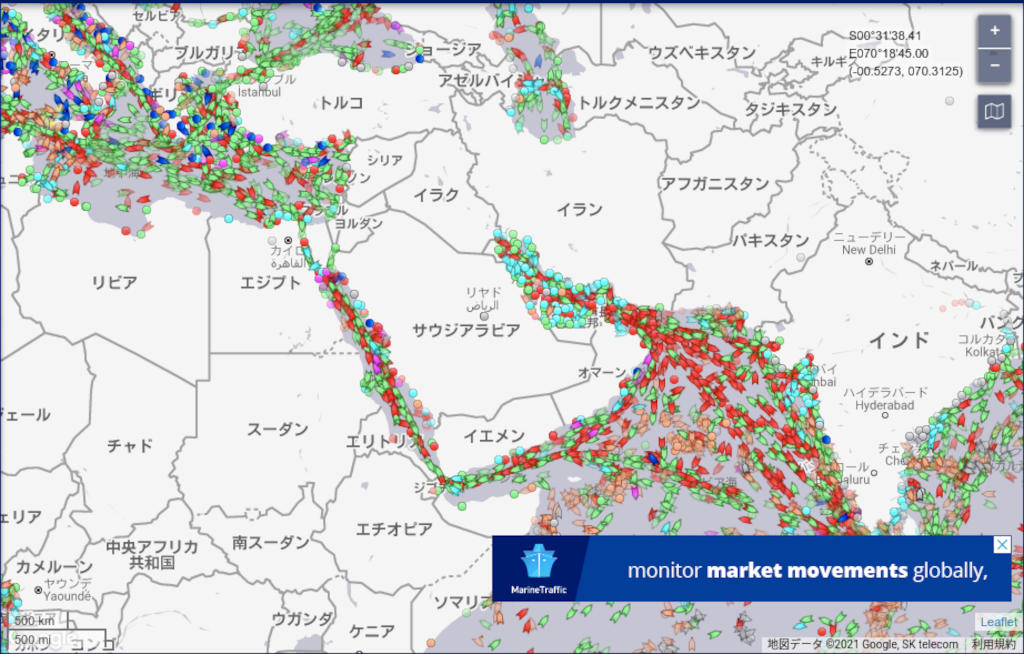 全世界の船舶の位置を追跡する！（MarineTraffic）