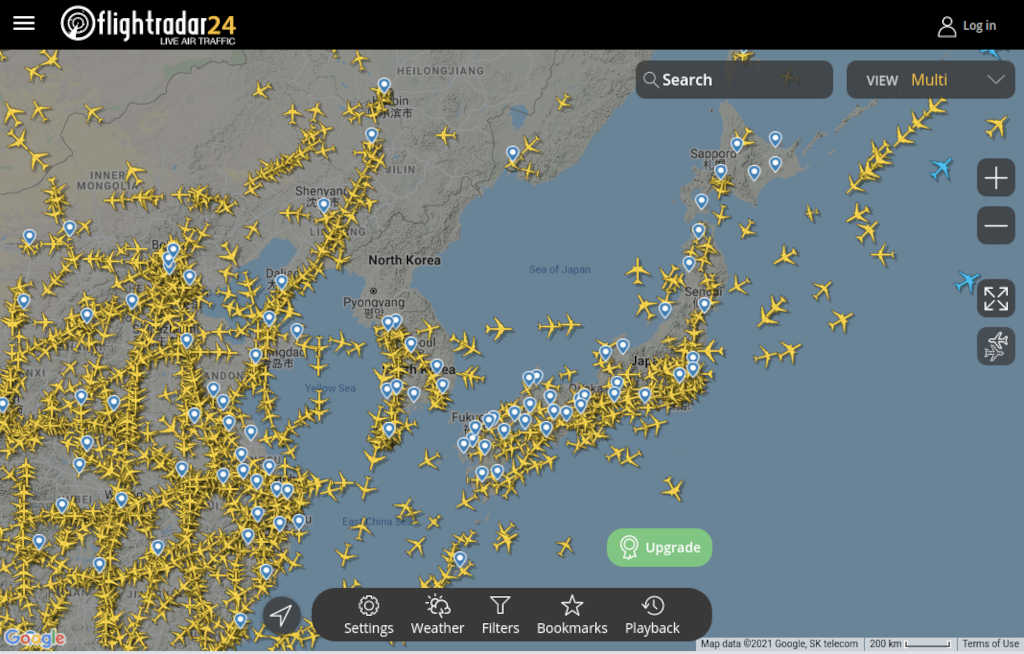 全世界の航空機の位置を追跡する！（frightradar24）