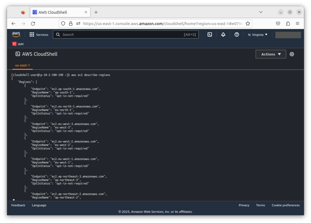 AWS CloudShellからAWS CLIを使用する！